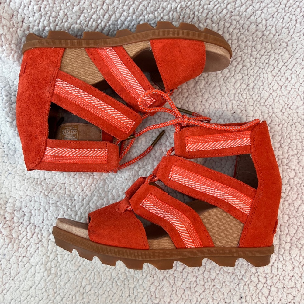 Sorel Joanie II Leather Wedge Open Toe Sandal Orange US Women’s 9